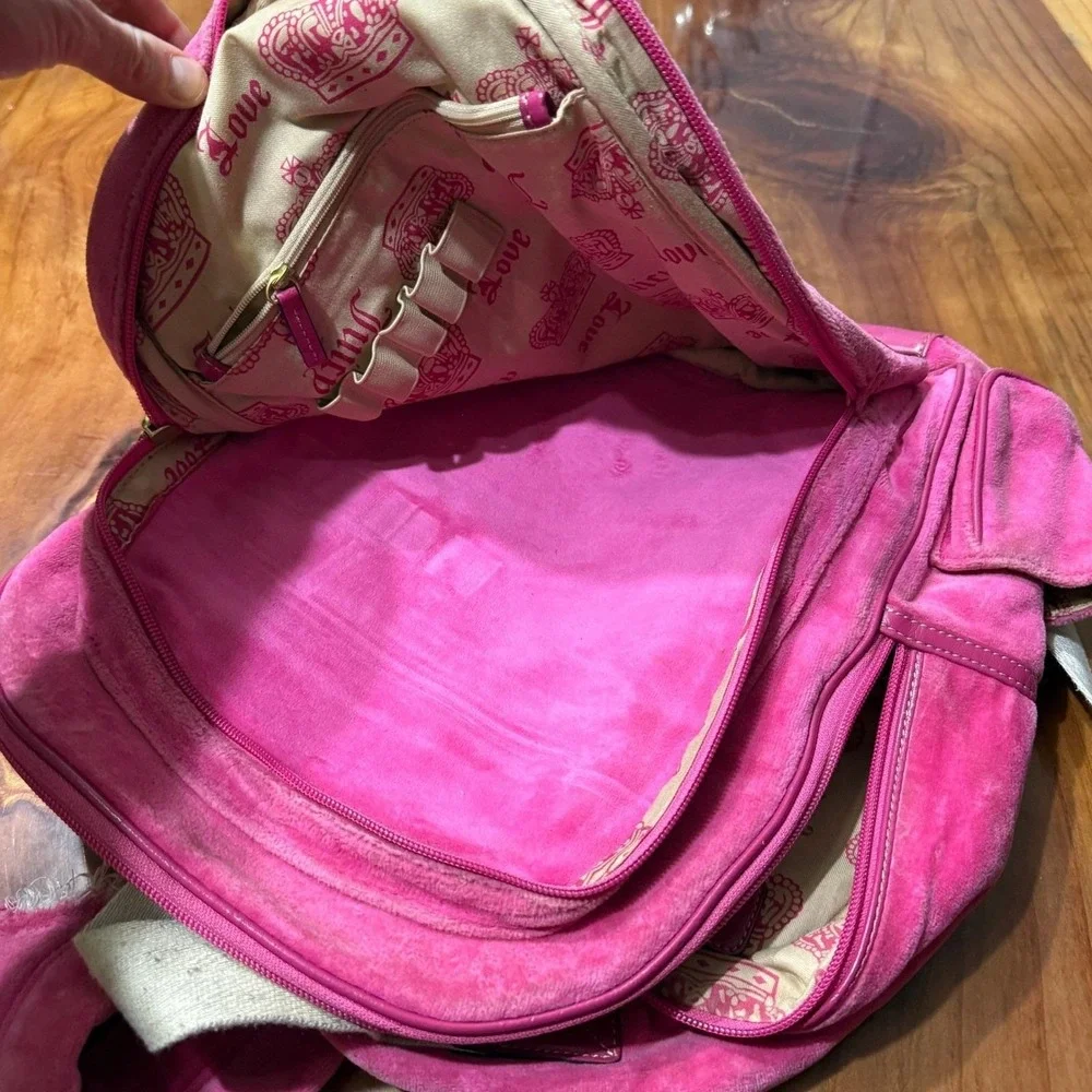 Vintage Y2K Velour Juicy Couture Backpack Bag Embroidered 2000's Velvet